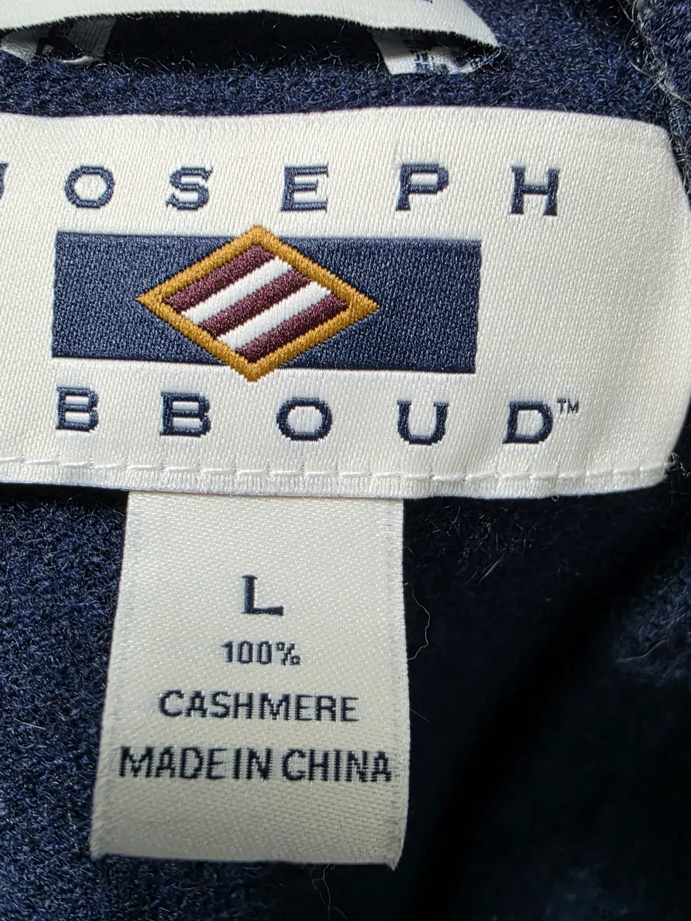Joseph Abboud 100% Cashmere Sweater Mens L Navy Blue V Neck Quiet Luxury